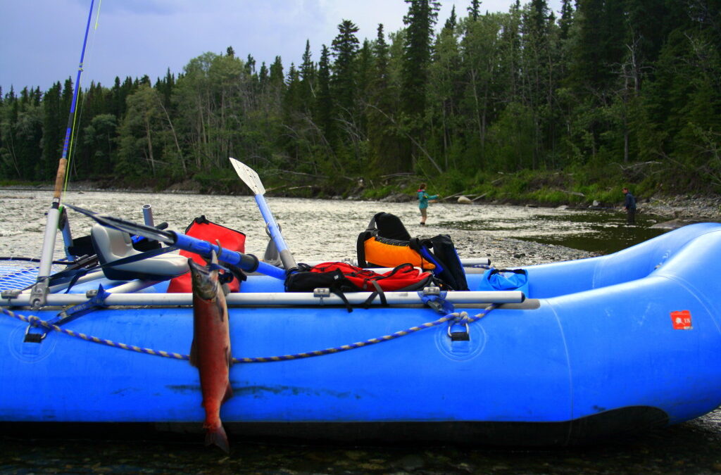 Raft with fishing gear and caught fish.